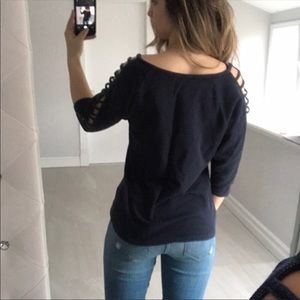 Forever 21 Navy Blue Cut Out Sleeves